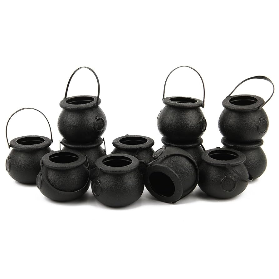 LOMIMOS 12pcs Halloween Day Mini Black Cauldron,Multi-purposed Plastic Candy Holder with Handle f... | Amazon (US)