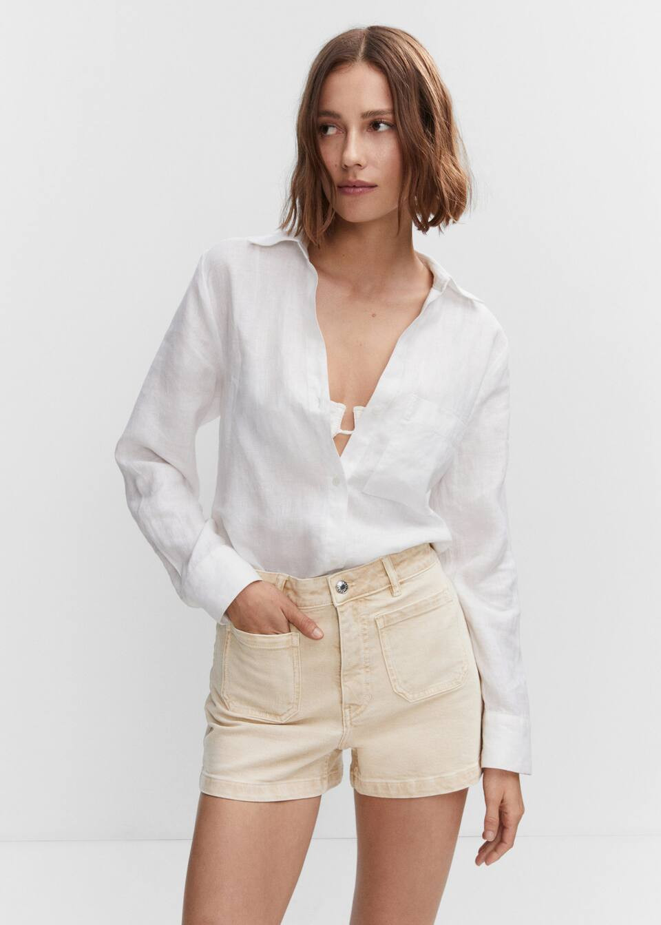 Short en jean poches -  Femme | Mango France | MANGO (FR)