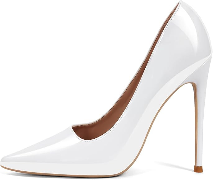 GENSHUO Women's 4.7 Inch Pumps Pointy Closed Toe Stiletto Sexy High Heels Slip on Porm Party Wedd... | Amazon (US)