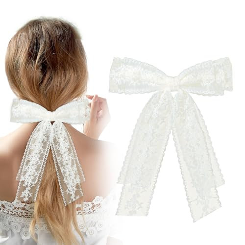 Lusofie Lace White Bows Cute Hair Bows Lace Bow For Women Coquette Bows For Women'S Daily Wedding And Party Wear A Favorite Gift For Women Accessories. | Amazon (US)