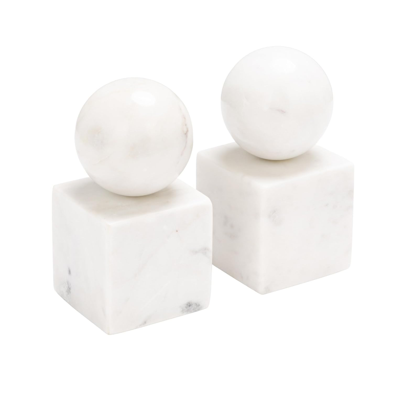 Creative Co-Op 2-Piece Marble Geometric Bookends, White | Amazon (US)