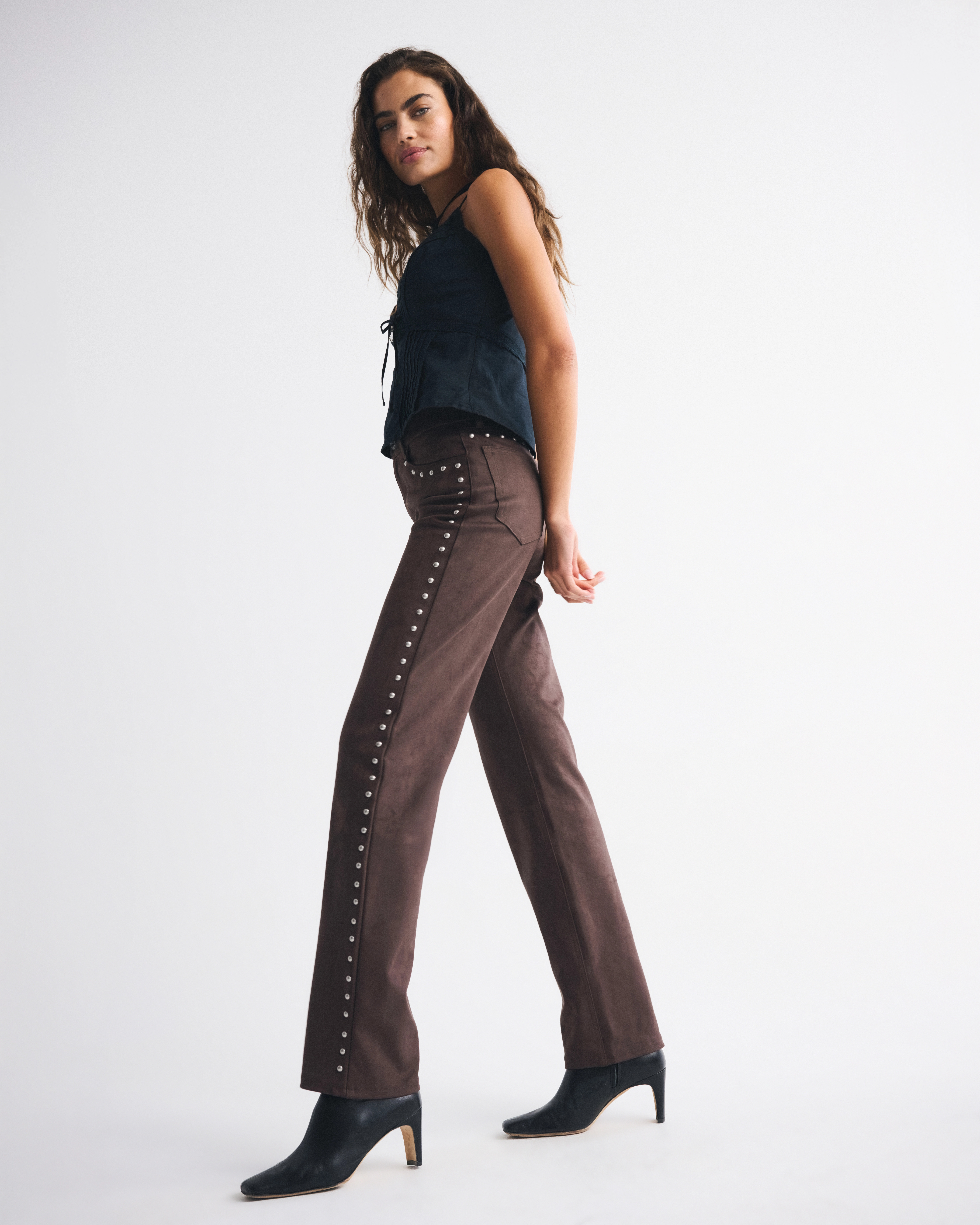 High Rise 90s Relaxed Vegan Suede Pant | Abercrombie & Fitch (US)