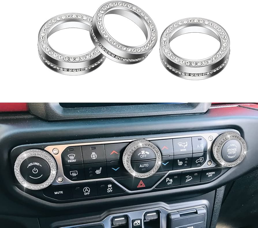 YFRAUTO for 2018 2019 2020 2021 2022 Jeep Wrangler JL Bling Accessories Glitter AC Knob Cnter Cov... | Amazon (US)