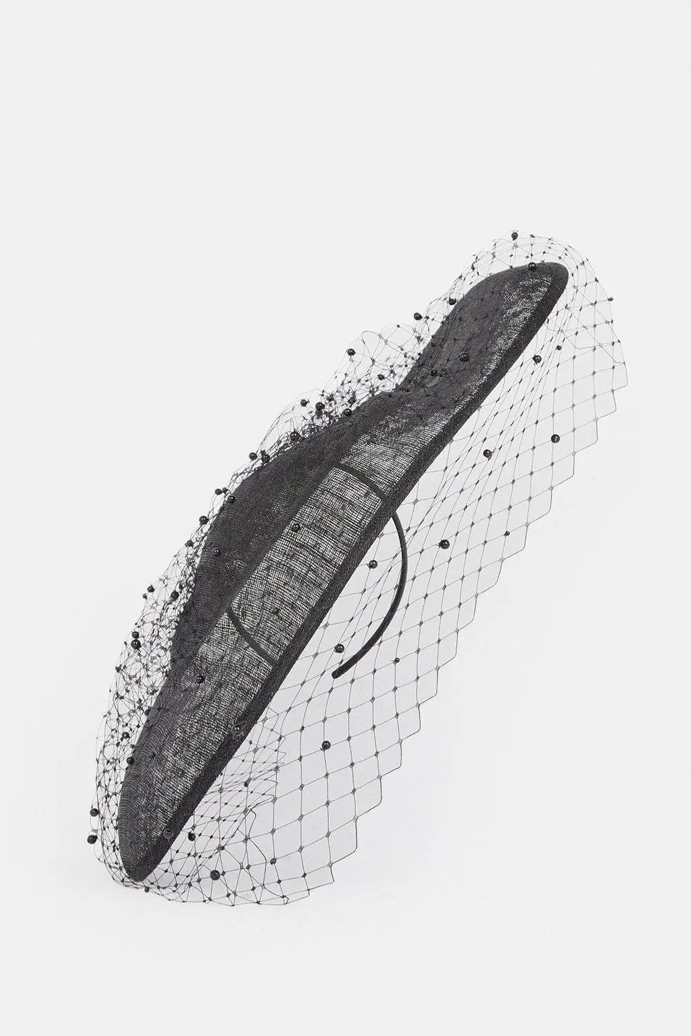 Black Pearl Detail Mesh Fascinator | Karen Millen | Karen Millen UK + IE + DE + NL