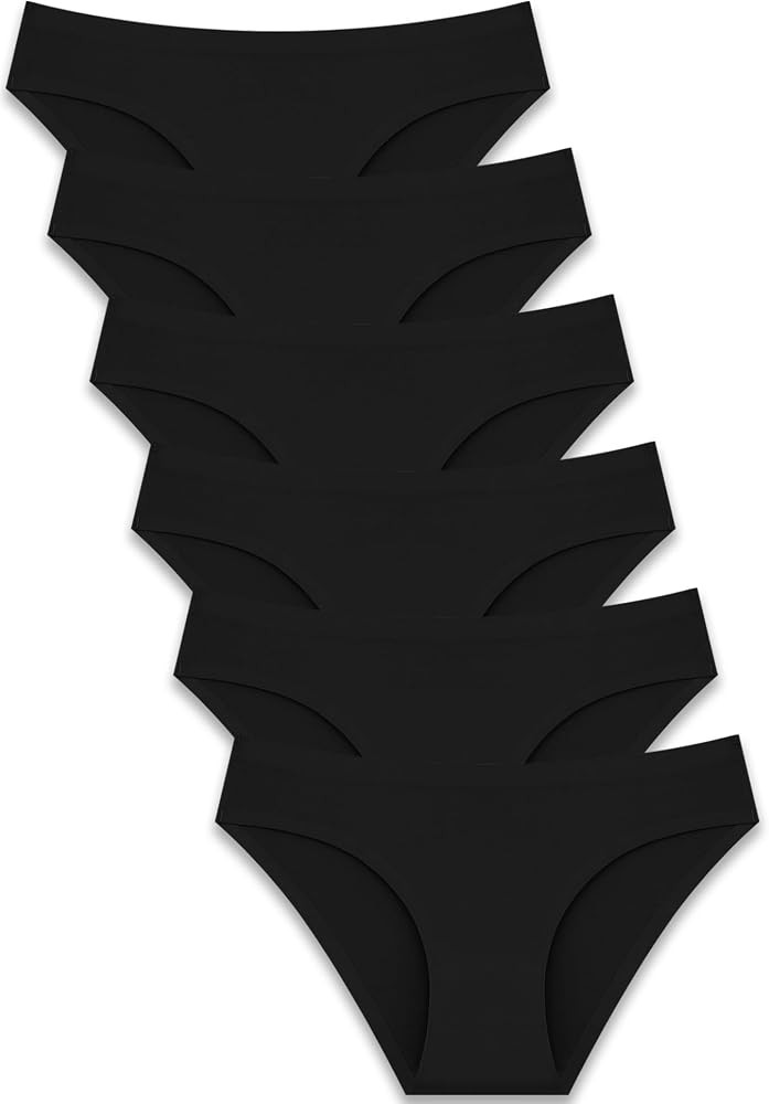FINETOO 6 Pack Women\u2019s Seamless Hipster Underwear No Show Panties Invisibles Briefs Soft Str... | Amazon (US)