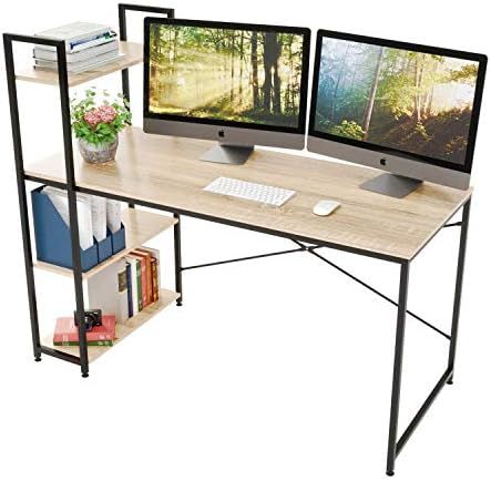 Bestier 55 Inch Computer Desk with Shelves, Modern Writing Desk with Bookshelf, Study Desk Writin... | Amazon (US)