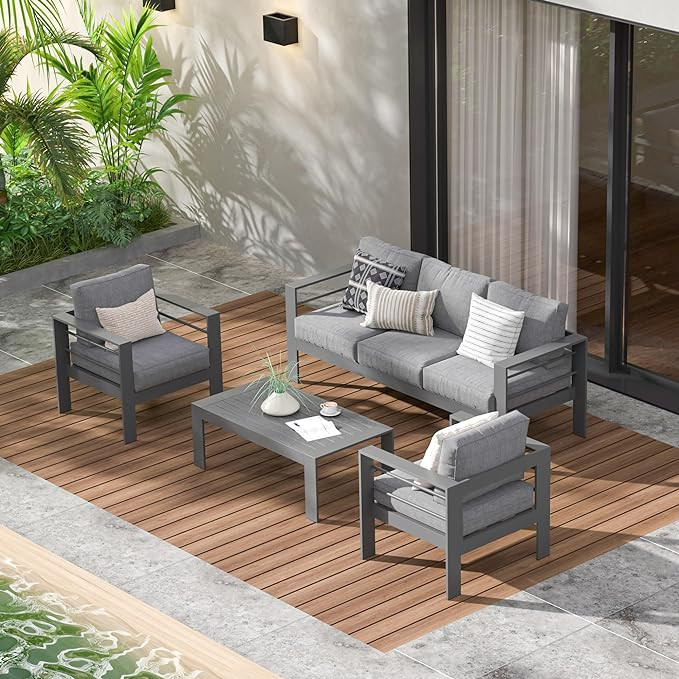 Wisteria Lane Aluminum Outdoor Patio Furniture Set, Modern Patio Conversation Sets, Outdoor Secti... | Amazon (US)