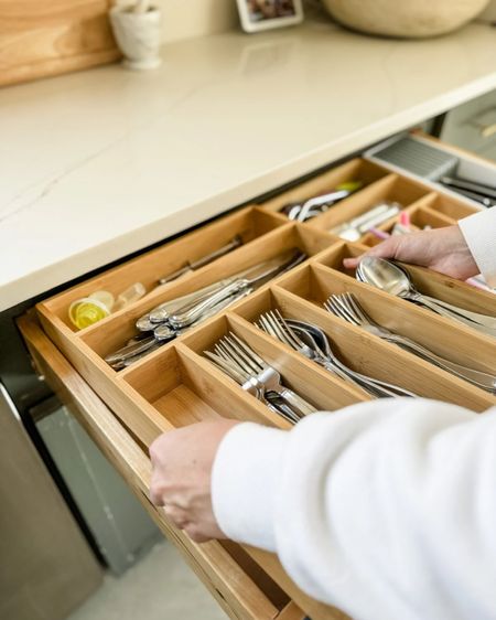  I am enjoying my new drawer organizing inserts. I purchased a couple of these bamboo organizers to fit my wide set drawers plus this compact knife insert to fit on the end. A great way to store all of our adult + kid utensils all in one place. 

Storage, storage solutions, Cabinet organization, pantry organization, organization, drawer organizer, Amazon, Amazon home, Amazon must haves, Amazon finds, amazon favorites, Amazon home decor, kitchen organization, kitchen drawer bamboo organizing, knife storage #amazon #amazonhome



#LTKFamily #LTKHome #LTKFindsUnder50
