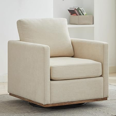 Swivel Accent Chair, 360 Degree Square Swivel Chair for Living Room, Mid Century Modern Upholster... | Amazon (US)