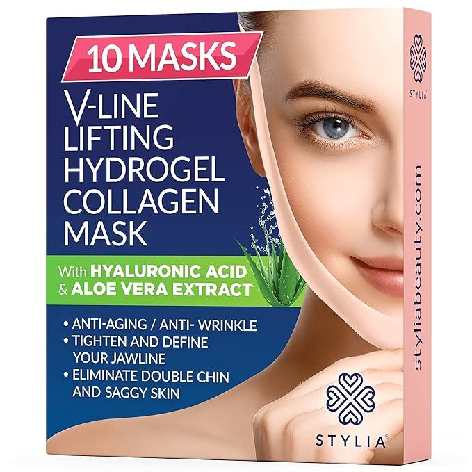 10 Piece V Line Shaping Face Masks – Double Chin Reducer - Lifting Hydrogel Collagen Mask with ... | Amazon (US)