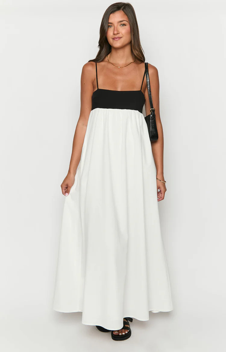 Akari White Contrast Maxi Dress | Beginning Boutique (AU)