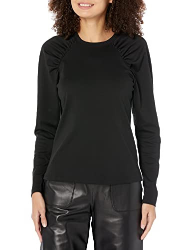 Theory Women's Long Sleeve Ruched Raglan Tee, Black, L | Amazon (US)