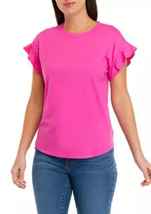 Women's Short Sleeve Ruffle T-Shirt | Belk