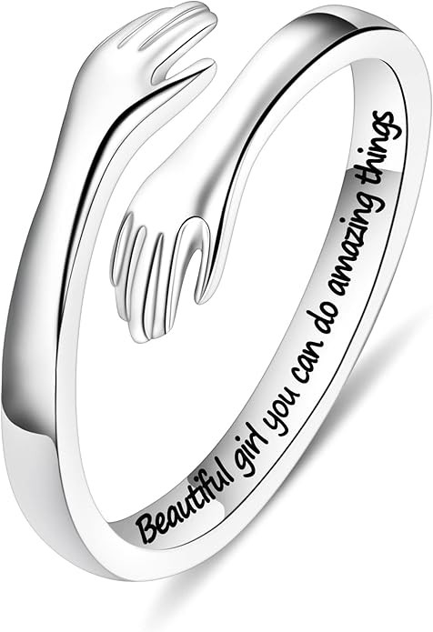Yesteel S925 Sterling Silver Hug Ring for Women Teen Girls, Adjustable Ring Jewelry Mothers Day B... | Amazon (US)