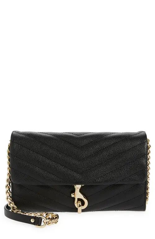 Rebecca Minkoff Edie Quilted Leather Wallet on a Chain in Black/gold at Nordstrom | Nordstrom