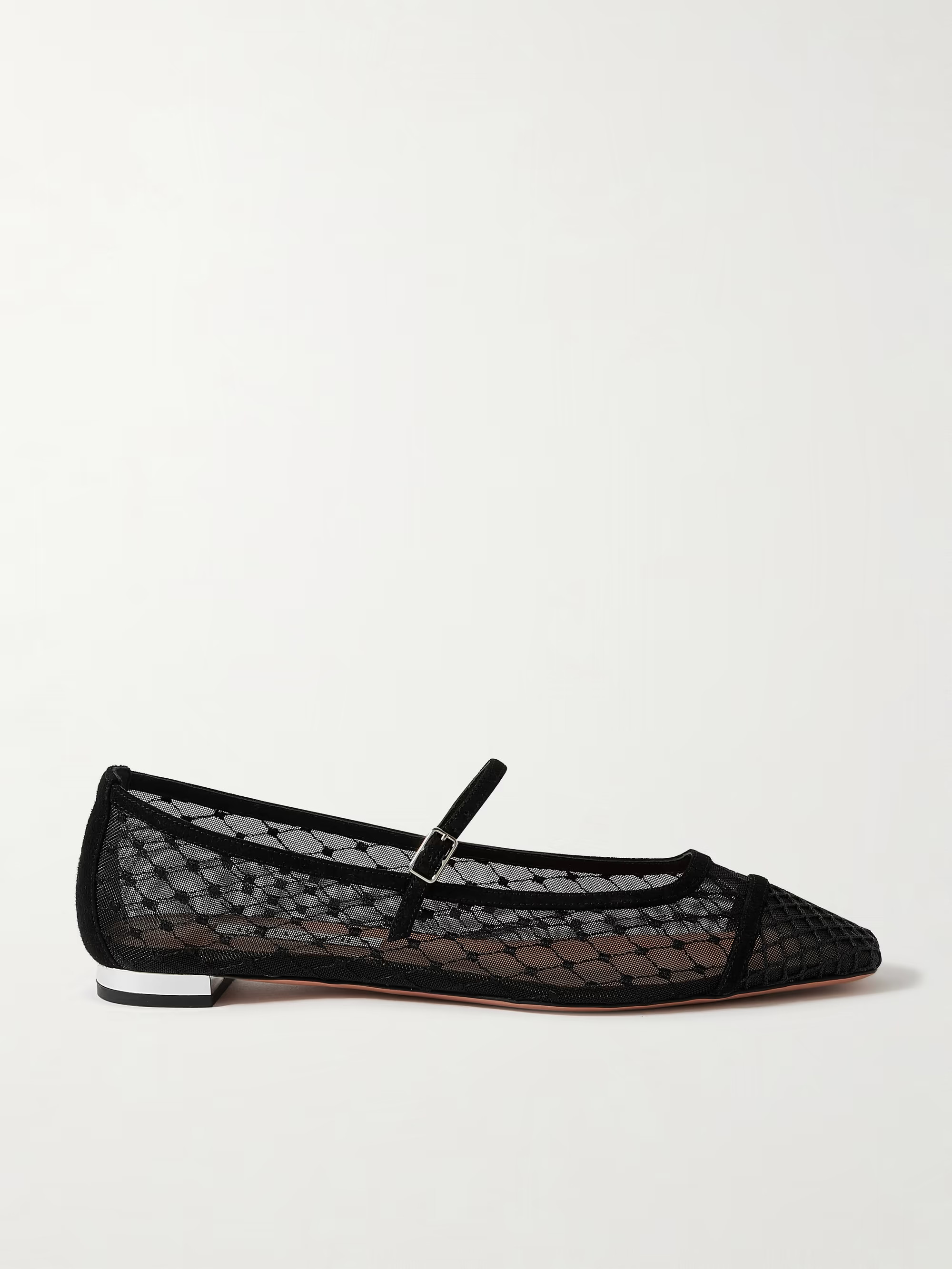 Juliette velvet-trimmed embroidered mesh ballet flats | NET-A-PORTER (UK & EU)