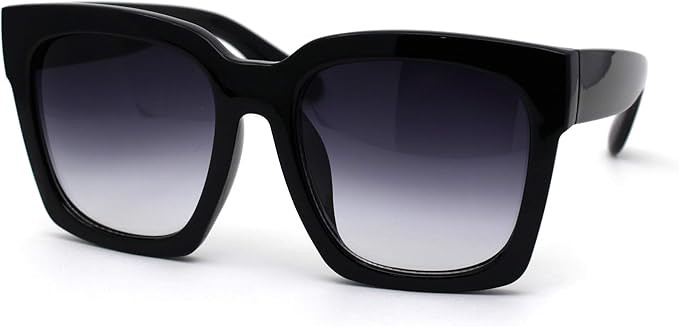 Womens Boyfriend Style XXL Oversize Horned Rim Thick Plastic Sunglasses | Amazon (US)