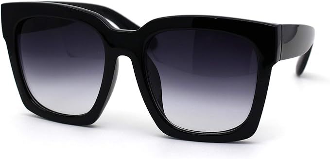 Womens Boyfriend Style XXL Oversize Horned Rim Thick Plastic Sunglasses | Amazon (US)