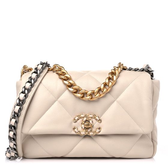 Goatskin Quilted Medium Chanel 19 Flap Beige | FASHIONPHILE (US)