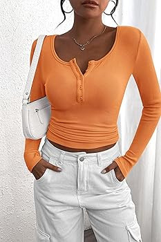 PRETTYGARDEN Women's 2026 Fall Long Sleeve Henley T Shirts Button Ribbed Knit Slim Fit Basic Tops... | Amazon (US)