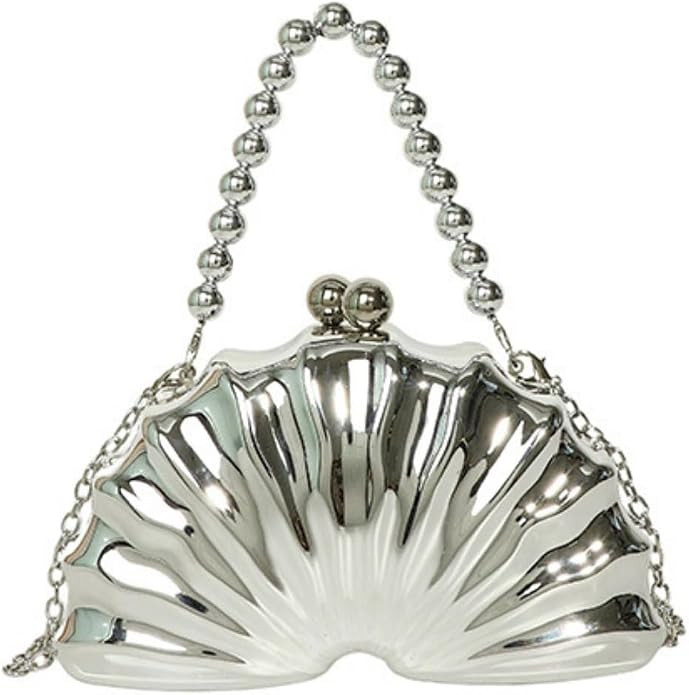 IAMUHI Lovely Shell Handbag Purse Beaded Evening Bag Chain Cross-body Clutch Purse | Amazon (US)