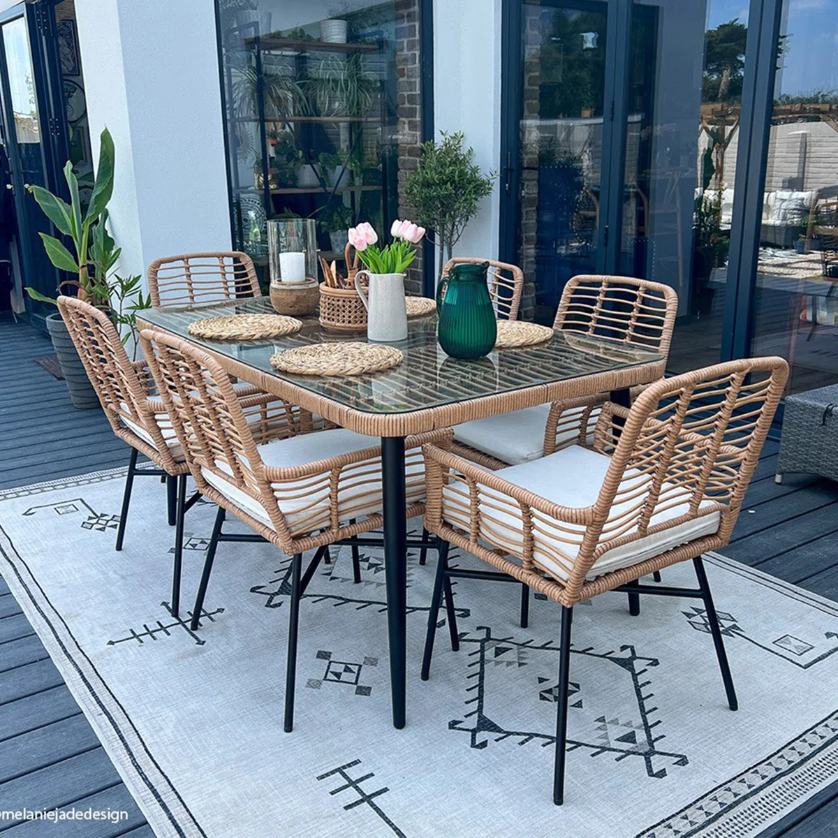 Our outdoor Rrattan dinning furniture set with rectangular table designed in a contemporary style... | Wayfair North America