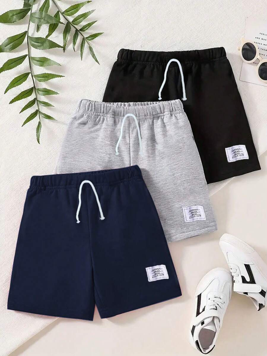 3pcs/Set Boys' Summer Solid Color Casual Shorts | SHEIN
