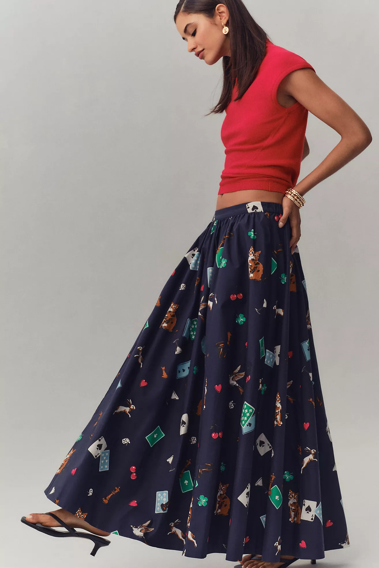 The Jacie Poplin Printed Maxi Skirt by Maeve | Anthropologie (US)
