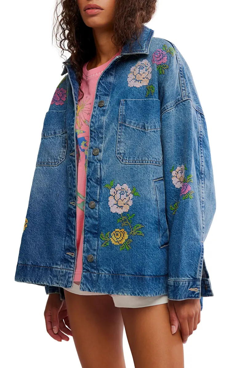 Madison Embroidered Denim City Jacket | Nordstrom