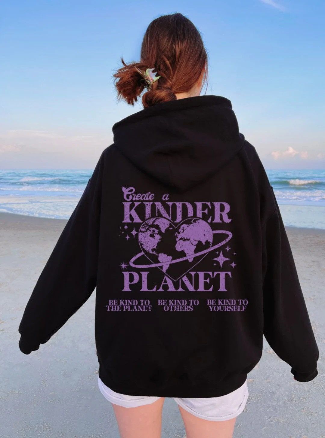 Create a Kinder Planet Hoodie Sweatshirt • Be Kind Aesthetic Graphic Oversized Hoodie • Women... | Etsy (US)