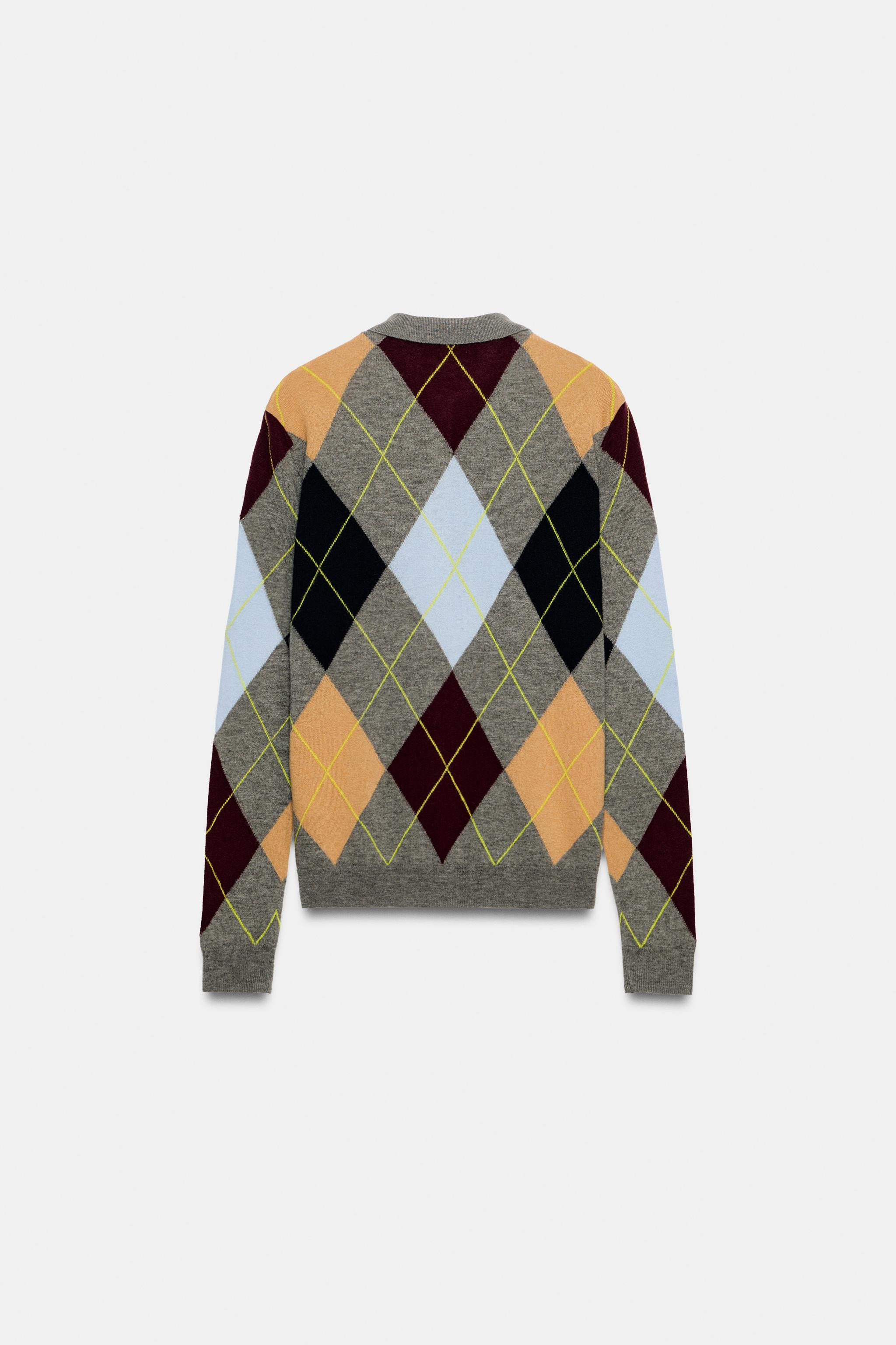 100% WOOL ARGYLE POLO JUMPER | Zara UK