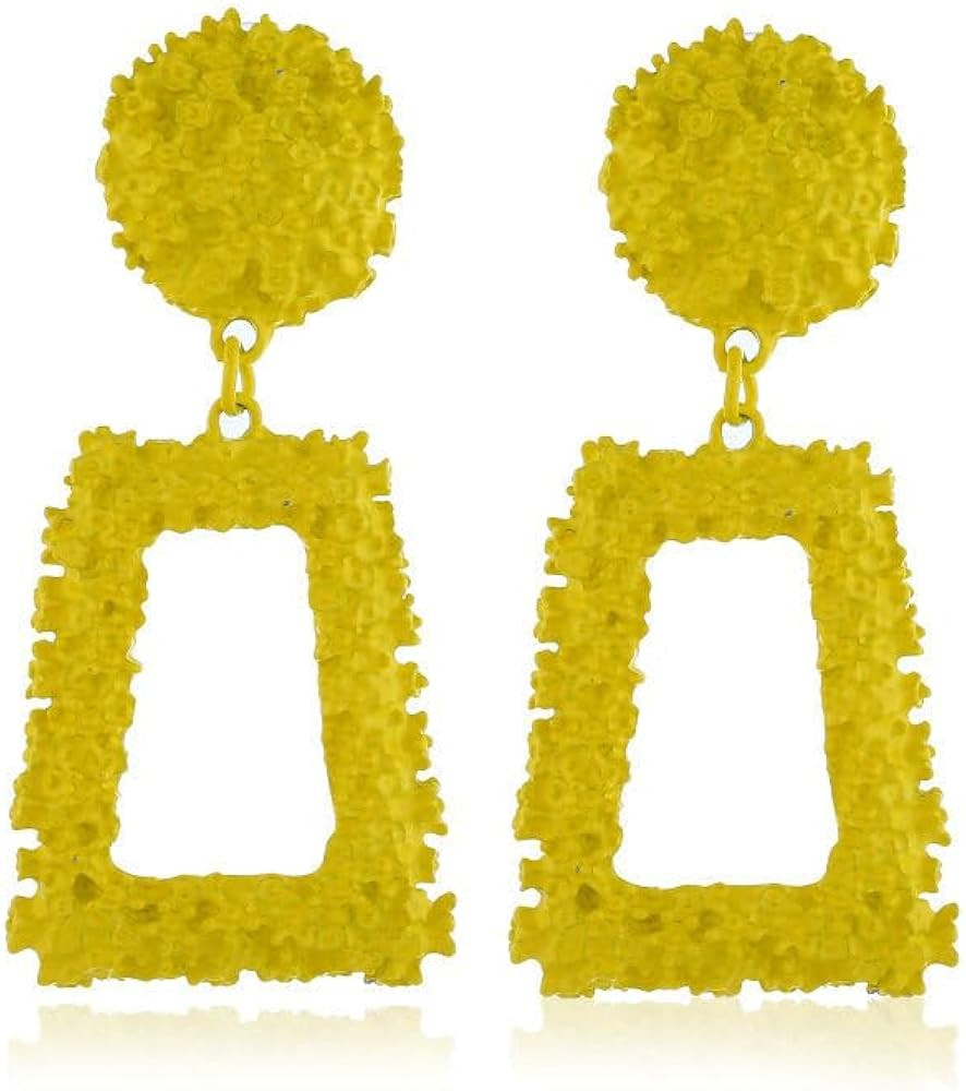 Chunky Gold Rectangle Earrings for Women Hypoallergenic Fashion Colorful Geometric Square Hollow ... | Amazon (US)