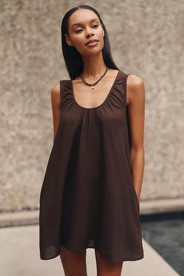 Linen-Blend Scoop Dress | Anthropologie (US)