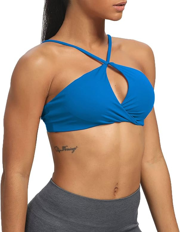 Aoxjox Women's Workout Sports Bras Fitness Adjusted Backless Padded Ariel Halter Bra Yoga Crop Ta... | Amazon (US)