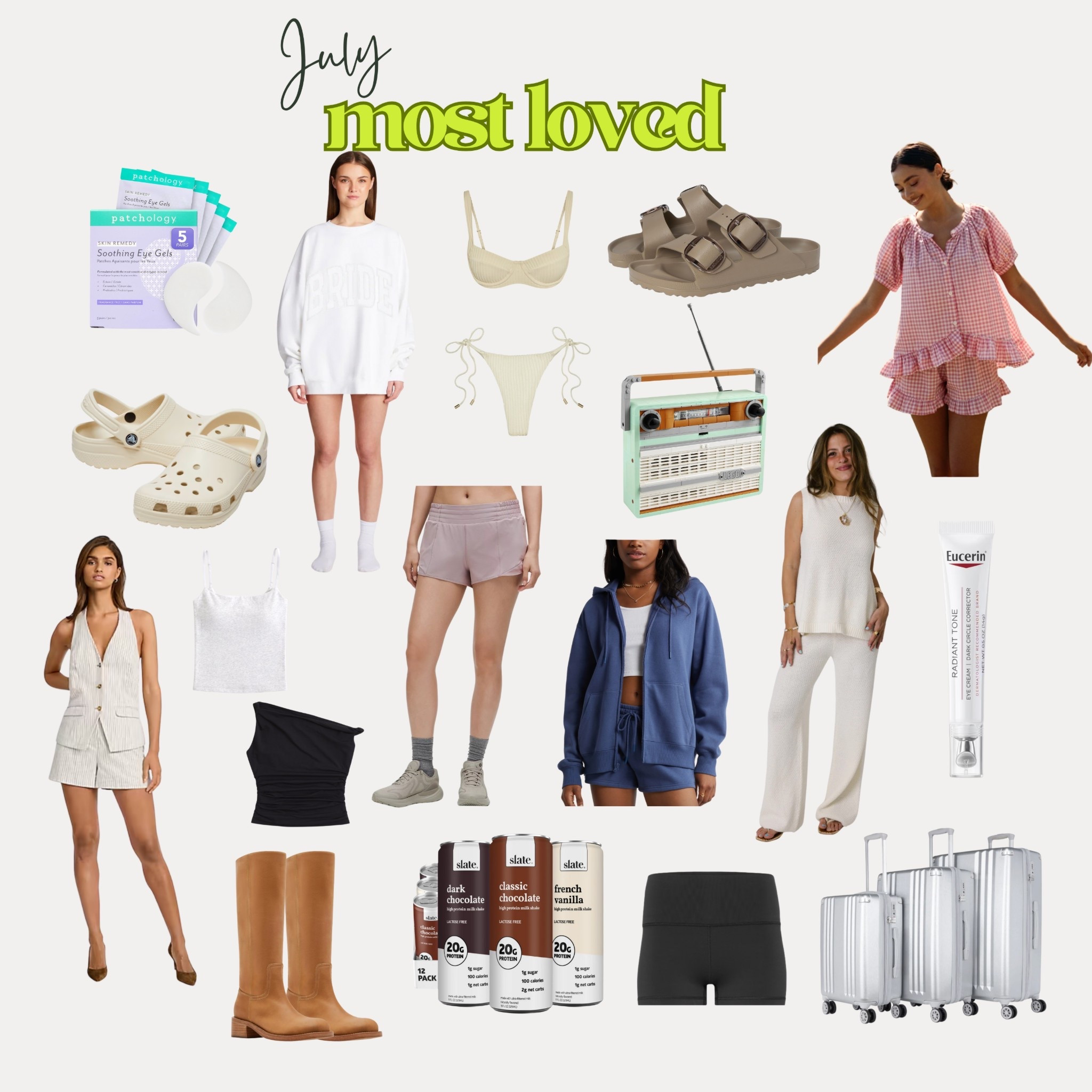 [8/5/25] July most loved products + favorites! 

* greybandit code viv15, wearing size XS in set 
* monday swimwear, wearing XS top + bottom
* birkenstock cva sandals, true to size 35 EU
* the bach sweatshirts, sized up to large & xl for oversized fit! 
* piyama set, wearing size XS 
* Crocs, my go-to house slipper wearing tts 
* AF tops, wearing size XS in both
* Express striped vest set, wearing XS 
* Aritzia 3” shorts are the perfect length for petite, wearing XS 





#LTKSeasonal #LTKFindsUnder100 #LTKShoeCrush