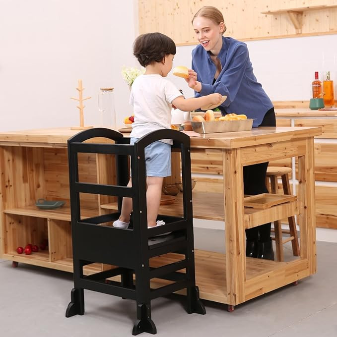 SDADI Step Stool for Kids, Adjustable Height Toddler Learning Stool| Black LT02B | Amazon (US)