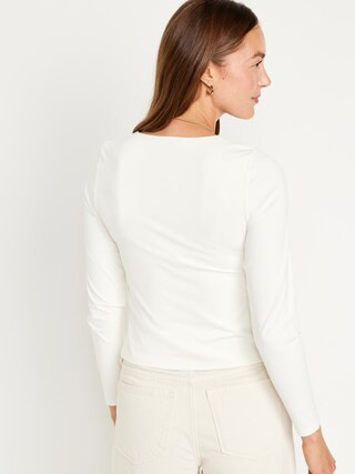 Long-Sleeve Double-Layer Sculpting T-Shirt for Women | Old Navy (US)