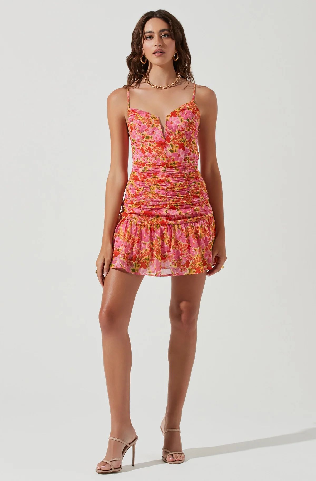 Meg Floral Ruched Mini Dress | ASTR The Label (US)