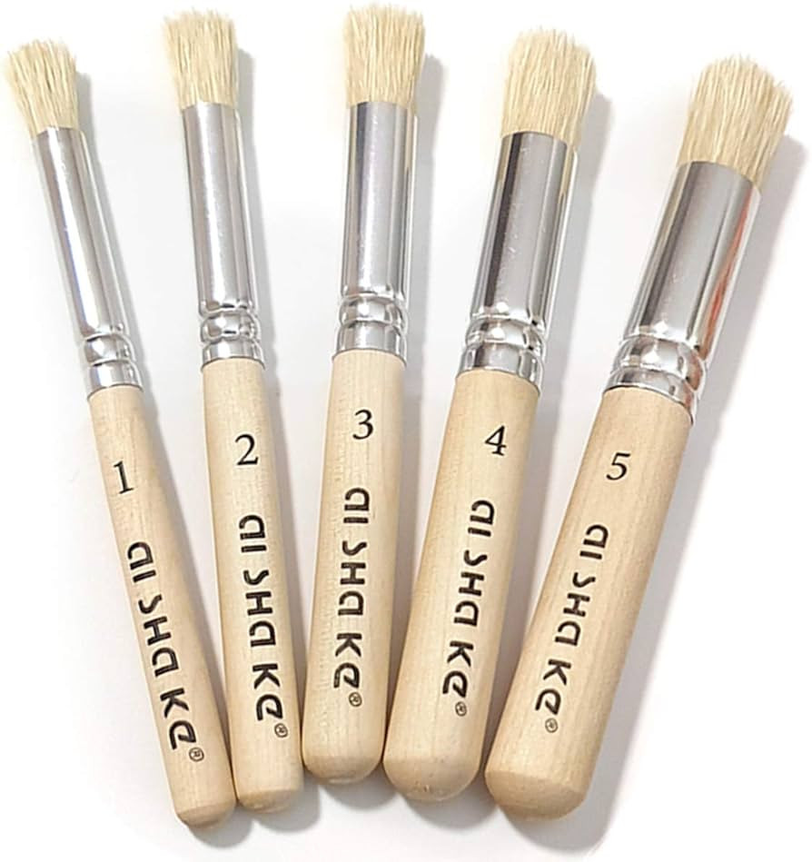 Auhoahsil Stencil Brushes Set, 5 Pcs Natural Bristle Wooden Handle Template Brushes for Wood Wall... | Amazon (US)
