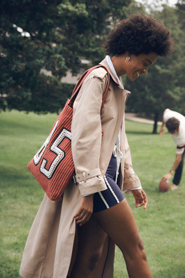 Printed Beaded Canvas Tote Bag | Anthropologie (US)