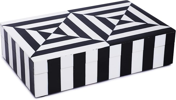 Black and White Earring Necklace Jewelry Organizer Geometric Pattern Box Collection Storage Decor... | Amazon (US)