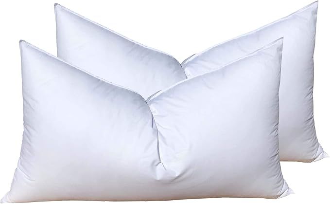 Pillowflex Set of 2 Synthetic Down Alternative Pillow Inserts for Shams (12 Inch by 24 Inch) | Amazon (US)
