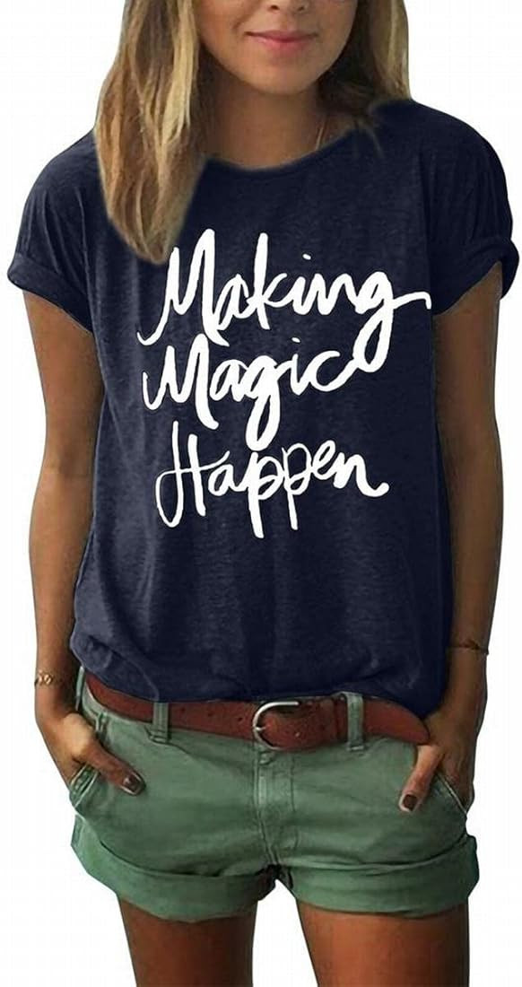 ZAWAPEMIA Making Magic Happen Shirt Women Short Sleeve Cute Funny Vacation Tee T-Shirt | Amazon (US)
