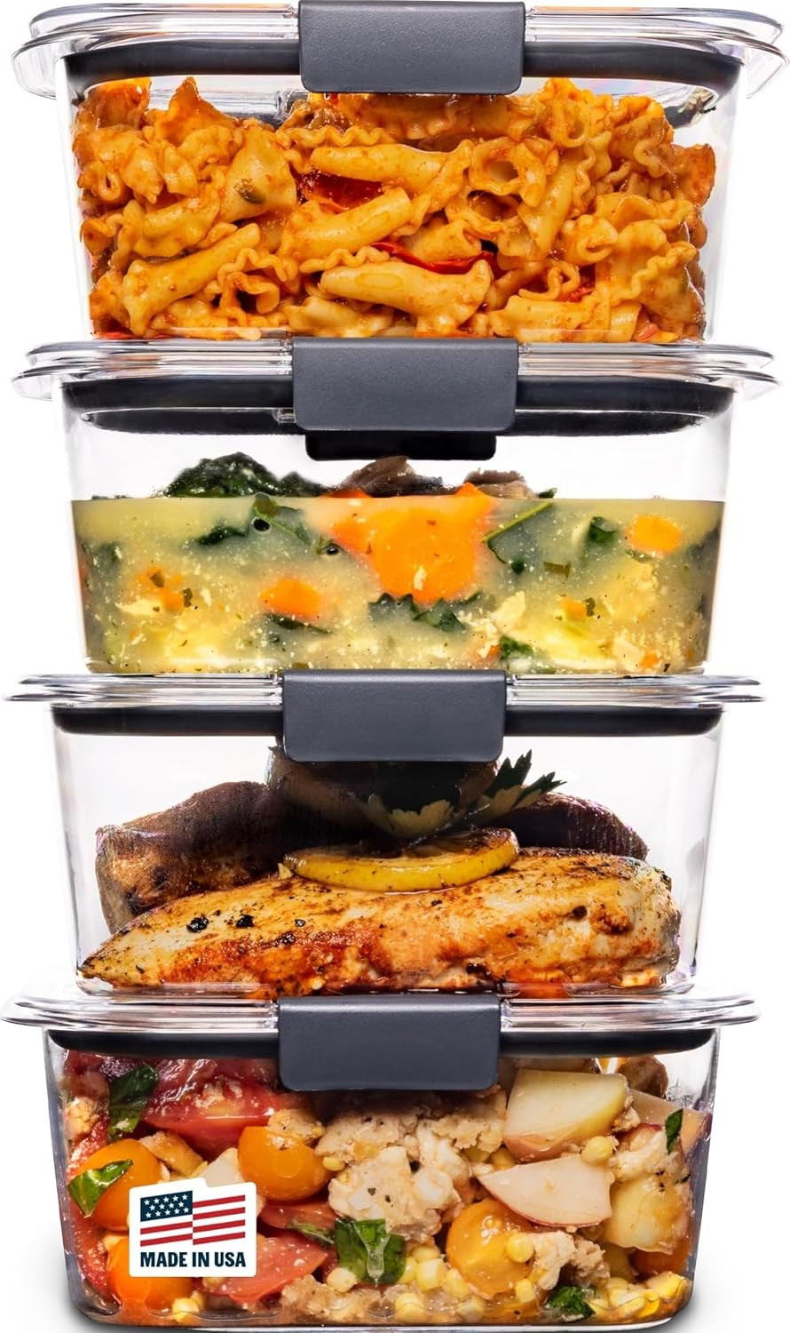 Rubbermaid Brilliance BPA Free Airtight Food Storage Containers with Lids, Set of 4 (4.7 Cup) Ide... | Amazon (US)