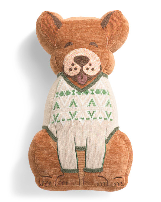 9x18 Dog With Embroidered Argyle Sweater Pillow | TJ Maxx