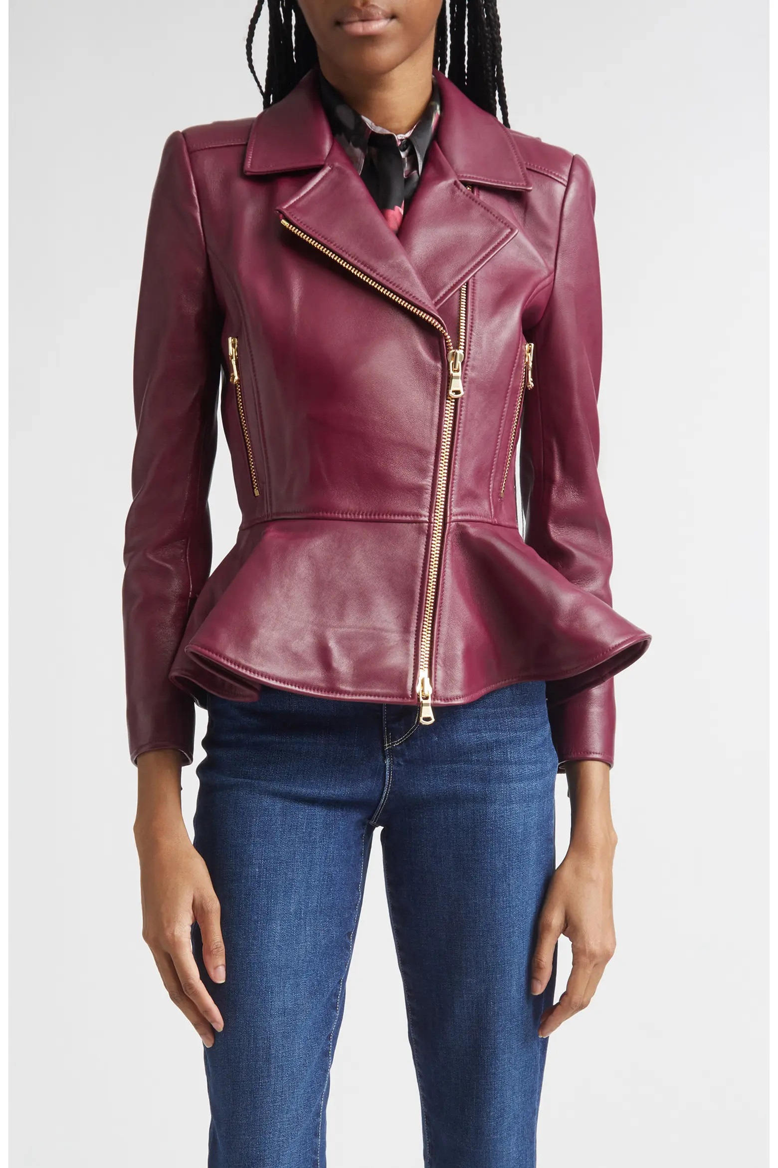 Lyric Leather Peplum Biker Jacket (Women) | Nordstrom | Nordstrom