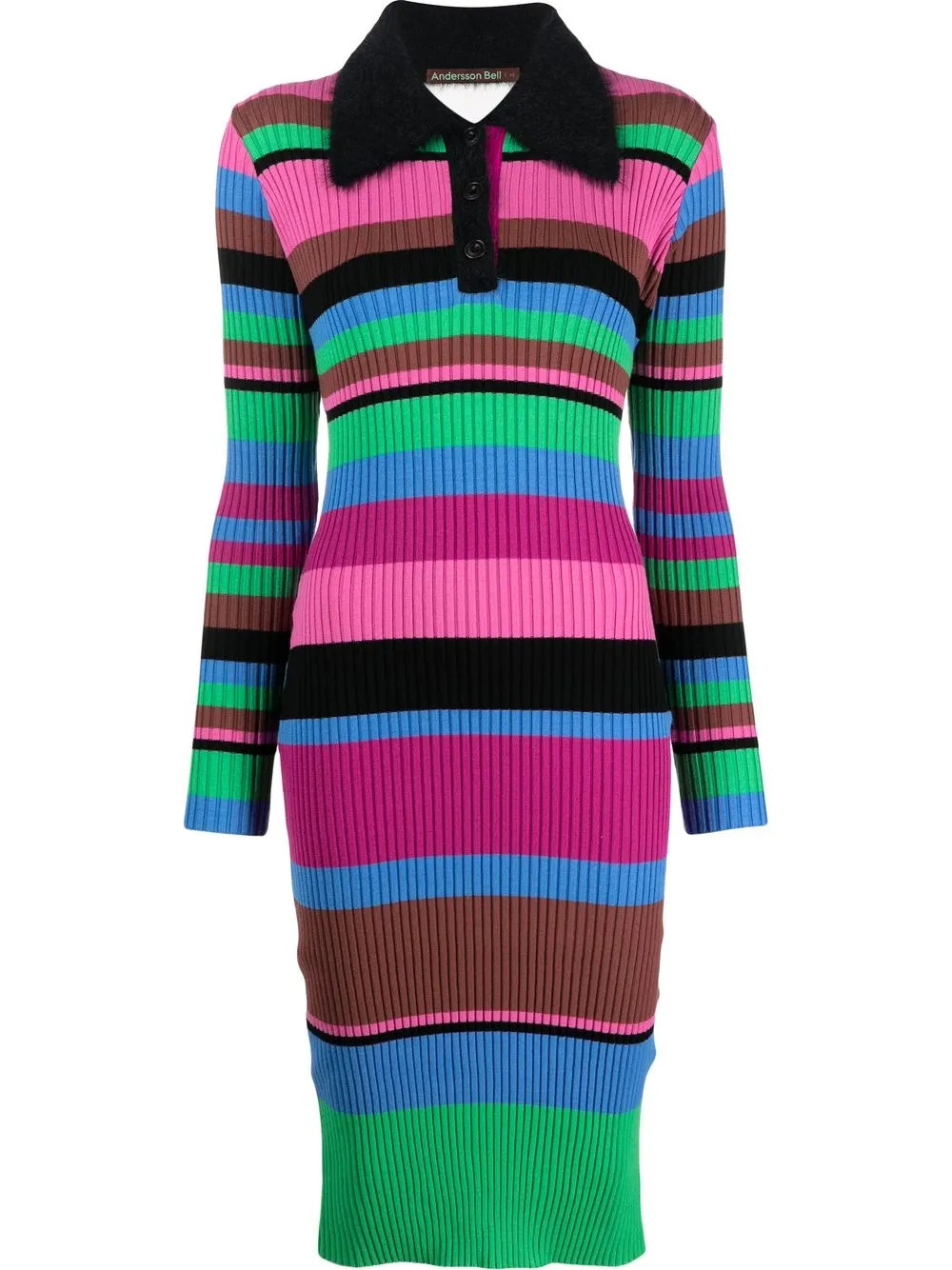 colour-block rib-knit polo dress | Farfetch Global
