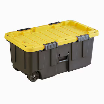 Project Source Commander Large 20-Gallons (80-Quart) Black Heavy Duty Rolling Tote with Latching ... | Lowe's