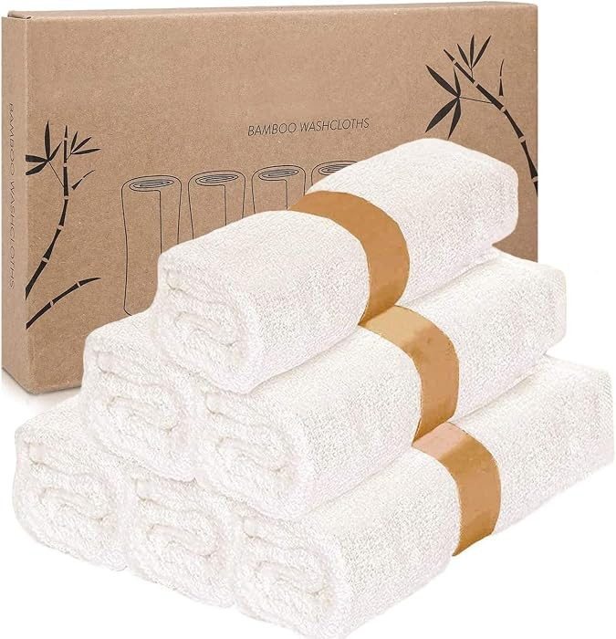Bamboo Face Cloth (Pack of 6) 25cm x 25cm - White Flannels for Face and Body- Gentle and Ultra Soft Wash Cloths for Baby's Sensitive - Natural Bamboo Reusable Wash Cloths (White) | Amazon (UK)