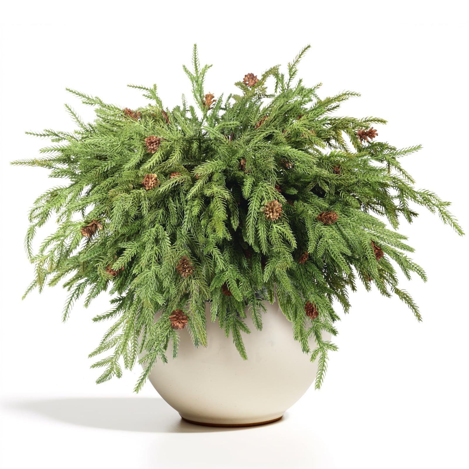 WBHome 12 Pcs Christmas Norfolk Pine Branches with Pine Cones - 18" Real Touch Norfolk Pine Branc... | Amazon (US)